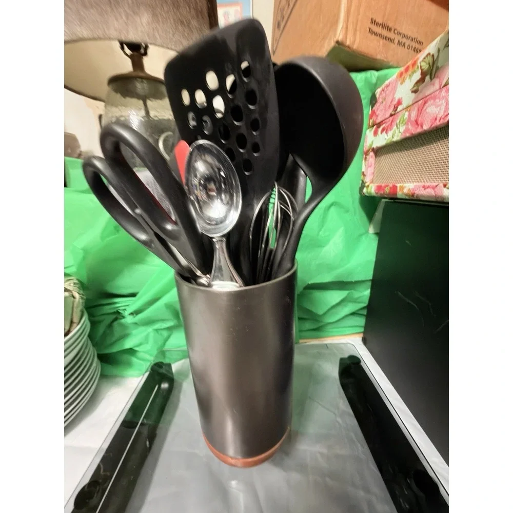 Mixed Brand Kitchen Utensil Set w/ Holder – Silicone Tools,‎ Whisk, Shears